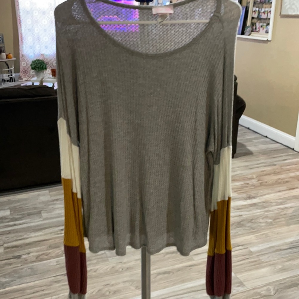 Waffle knit long sleeve